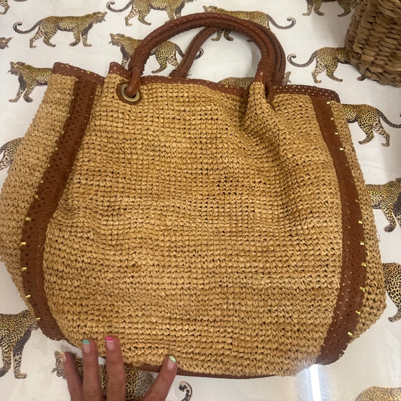 Flora Bella Leather and Straw Tote - Picture 1 of 10